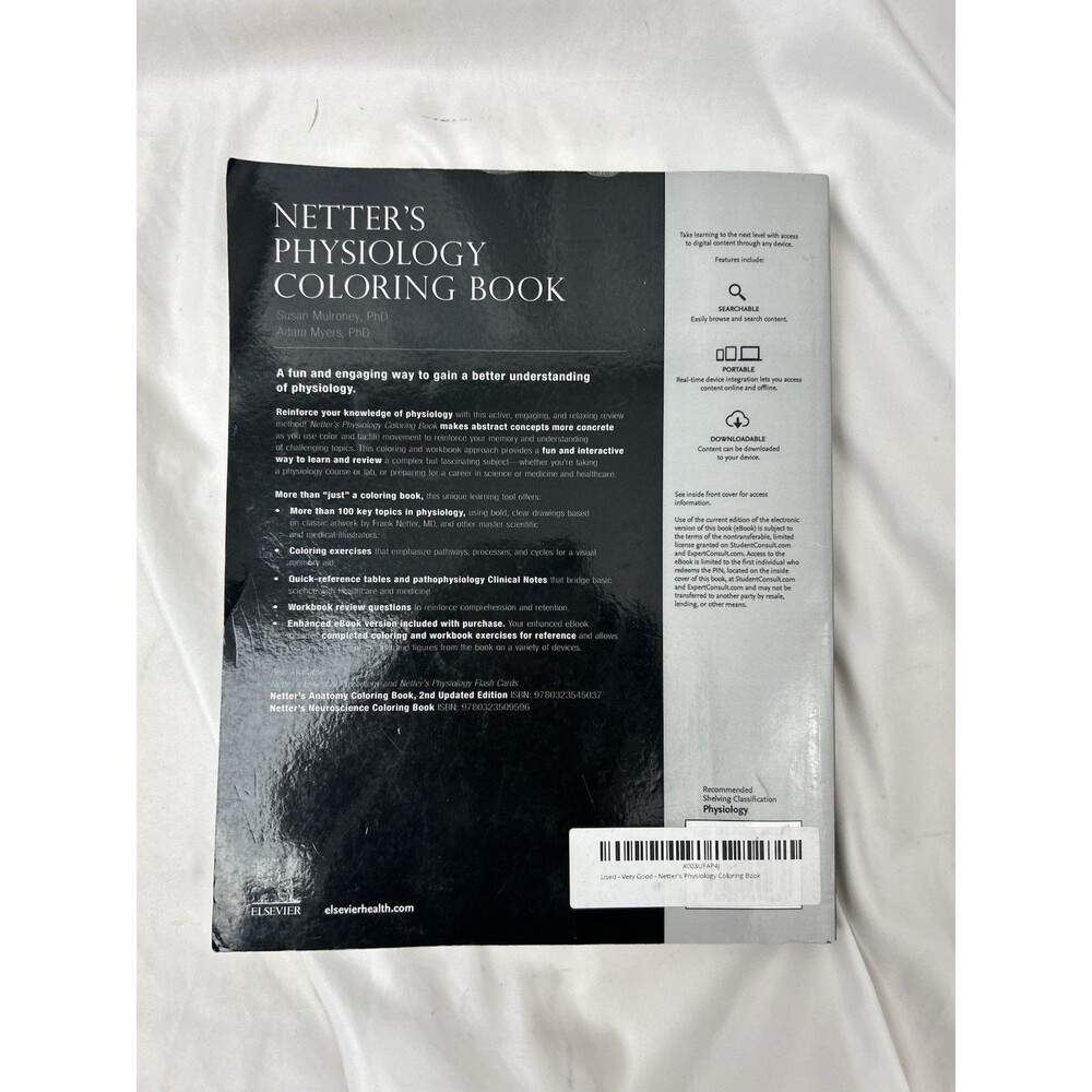 Netter’s Physiology Coloring Book Mulroney Myers 1st Ed 2021 Paperback - Picture 2 of 5